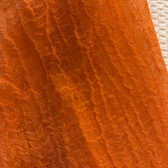 Olivier Goureau Paris Organic Textured Orange Oblong Scarf. - Picture 2 of 4